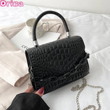 Crocodile Pattern Tote Handbag Chain Crossbody Square Bag