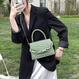 Crocodile Pattern Tote Handbag Chain Crossbody Square Bag