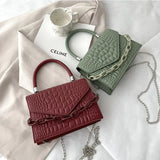 Crocodile Pattern Tote Handbag Chain Crossbody Square Bag