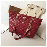 Large Capacity Women Chain Shoulder Bags PU Leather Solid Bags