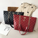 Large Capacity Women Chain Shoulder Bags PU Leather Solid Bags