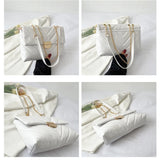 Chain Texture Embroidery Thread Women Handbags Soft Pu Shoulder Bags