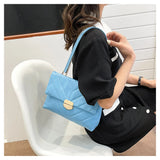 Chain Texture Embroidery Thread Women Handbags Soft Pu Shoulder Bags