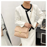 Chain Texture Embroidery Thread Women Handbags Soft Pu Shoulder Bags