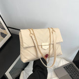 Chain Texture Embroidery Thread Women Handbags Soft Pu Shoulder Bags