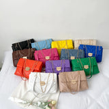 Chain Texture Embroidery Thread Women Handbags Soft Pu Shoulder Bags
