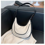 Women's PU Leather Shoulder Bag Large-capacity Stitching Dumpling Bag