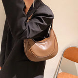Women's PU Leather Shoulder Bag Large-capacity Stitching Dumpling Bag