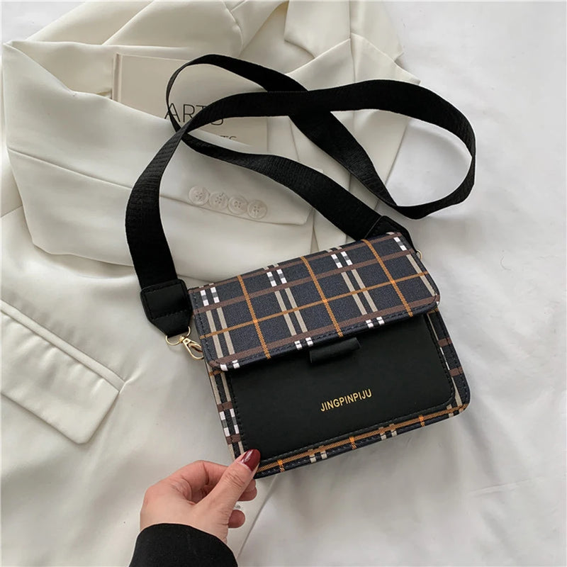 Plaid Shoulder Bags Retro Square Bags