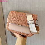 Lamb Plush Square Shoulder Bag for Women