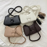 Texture Braided Handle Messenger Bag Vintage Underarm Handbag