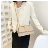 Crossbody Shoulder Bag Chain Handbag Embossing Square Design