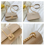 Crossbody Shoulder Bag Chain Handbag Embossing Square Design