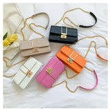 Crossbody Shoulder Bag Chain Handbag Embossing Square Design
