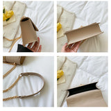 Crossbody Shoulder Bag Chain Handbag Embossing Square Design