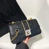 Crossbody Shoulder Bag Chain Handbag Embossing Square Design