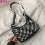 Retro Armpit Shoulder Bags Female Bright Diamond Handbags