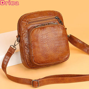 Retro Mini Square Crossbody Bag Soft Leather Diagonal Lady Camera Bag