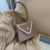 Solid Pu Leather Crossbody Bag Women Shoulder Bags Mini Square Purse Trapezoid