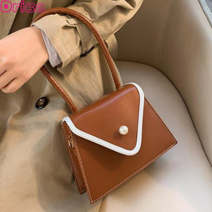 Solid Pu Leather Crossbody Bag Women Shoulder Bags Mini Square Purse Trapezoid