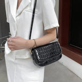 Square Shoulder Bags Women Temperament Handbags Stone Grain Messenger Bags