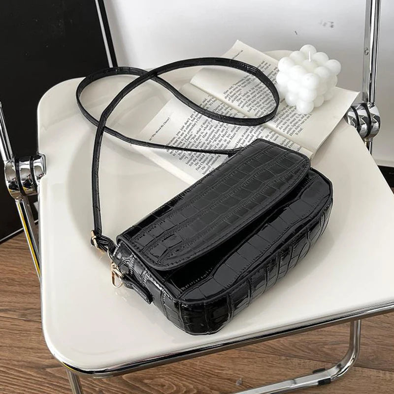 Square Shoulder Bags Women Temperament Handbags Stone Grain Messenger Bags