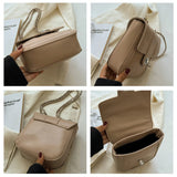 Texture Chain Square Shoulder Bags Female Messenger Bags Solid Casual B