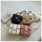 Texture Chain Square Shoulder Bags Female Messenger Bags Solid Casual B