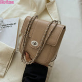 Texture Chain Square Shoulder Bags Female Messenger Bags Solid Casual B