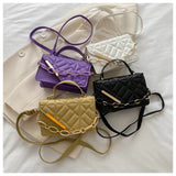 Texture Square Handbags For Female Chain Shoulder Bags