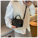 Texture Square Handbags For Female Chain Shoulder Bags