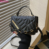 Texture Square Handbags For Female Chain Shoulder Bags