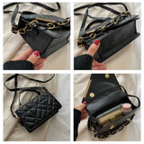 Texture Square Handbags For Female Chain Shoulder Bags