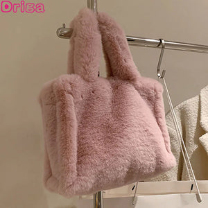 Winter Plush Shoulder Bag Soft Warm Handbag