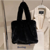 Winter Plush Shoulder Bag Soft Warm Handbag