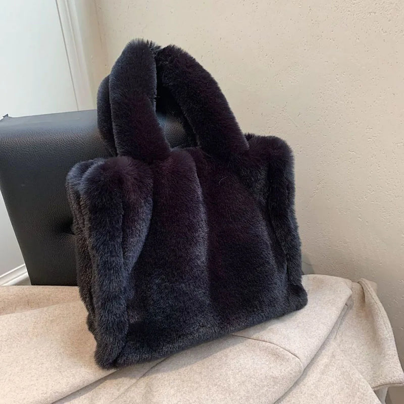 Winter Plush Shoulder Bag Soft Warm Handbag