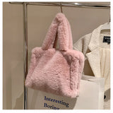 Winter Plush Shoulder Bag Soft Warm Handbag