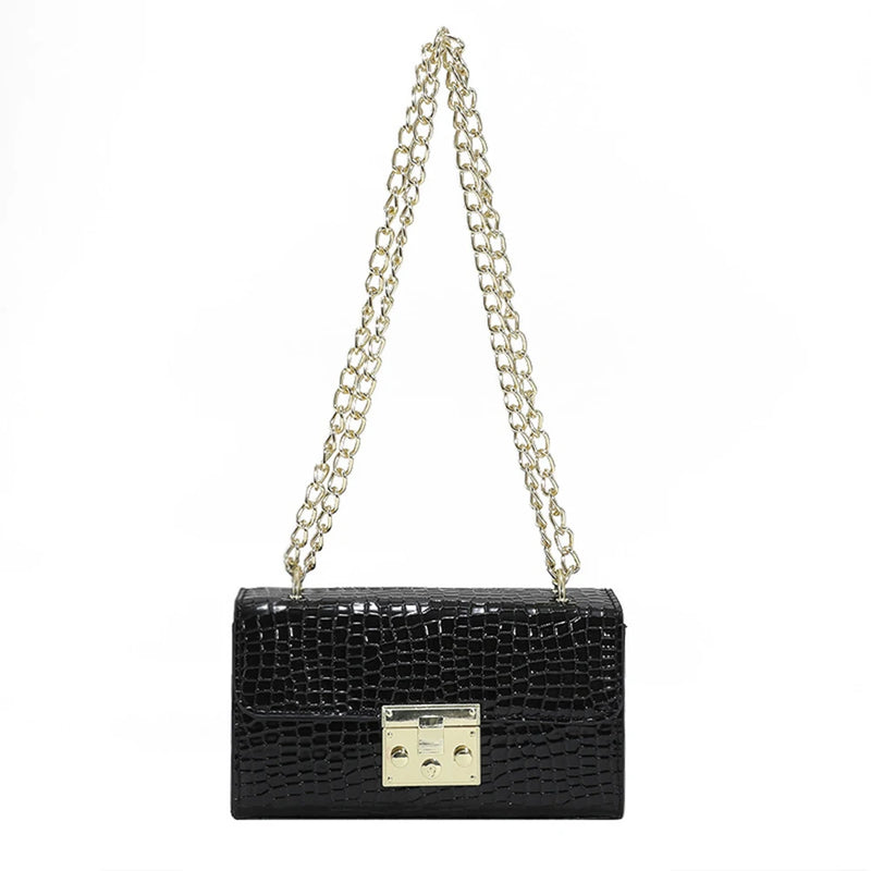 Crocodile Pattern Shoulder Bag Sweet Chain Crossbody Armpit Bag