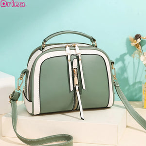 Women Contrast Handbags Pu Leather Square Shoulder Bags