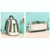 Women Contrast Handbags Pu Leather Square Shoulder Bags