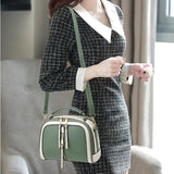 Women Contrast Handbags Pu Leather Square Shoulder Bags