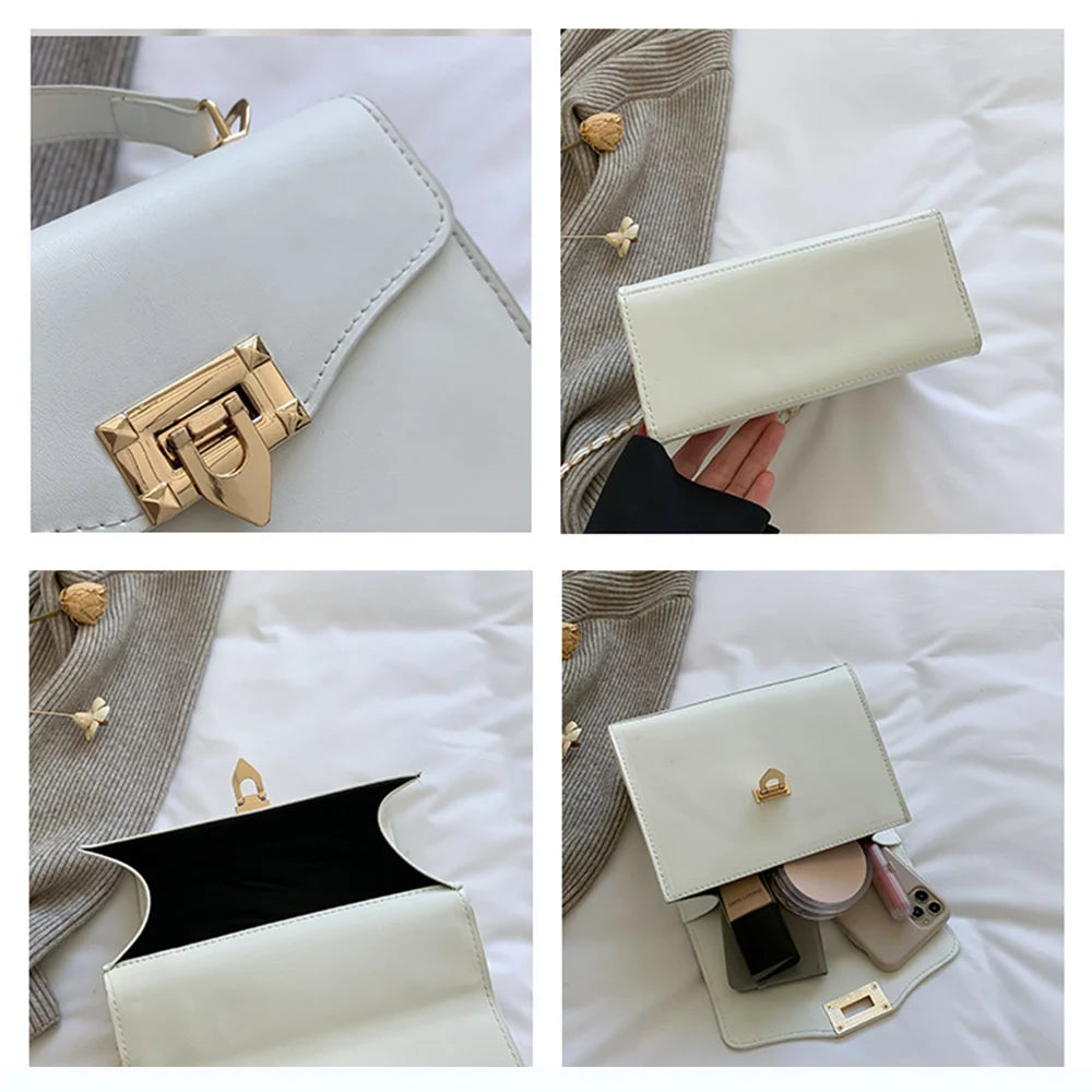 Vintage Chain Crossbody Bag Solid Texture Square Shoulder Bags