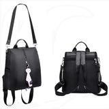 Women Backpack Oxford Bag Cat Pendant Travel Backpack