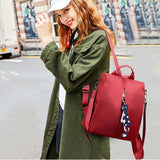 Women Backpack Oxford Bag Cat Pendant Travel Backpack