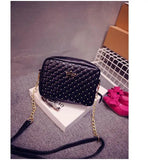 Women Messenger Bag Rivet Chain Shoulder Bag PU Leather Crossbody Crown Bags