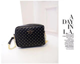 Women Messenger Bag Rivet Chain Shoulder Bag PU Leather Crossbody Crown Bags