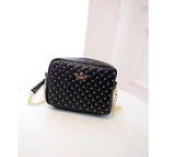 Women Messenger Bag Rivet Chain Shoulder Bag PU Leather Crossbody Crown Bags