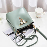Women Bucket Handbags Bow Chain Shoulder Bags Female Solid Messenger Bags