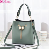 Women Bucket Handbags Bow Chain Shoulder Bags Female Solid Messenger Bags