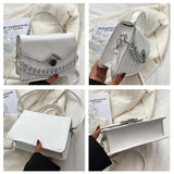 Women Messenger Bags Solid Chain Handbags Stripe Horizontal Square Shoulder Bags